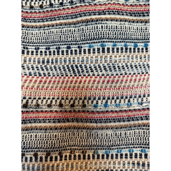 1. State Tweed Boxy Crop Sleeveless Top Fringe XS Antique White Multi Boho - Picture 5 of 8